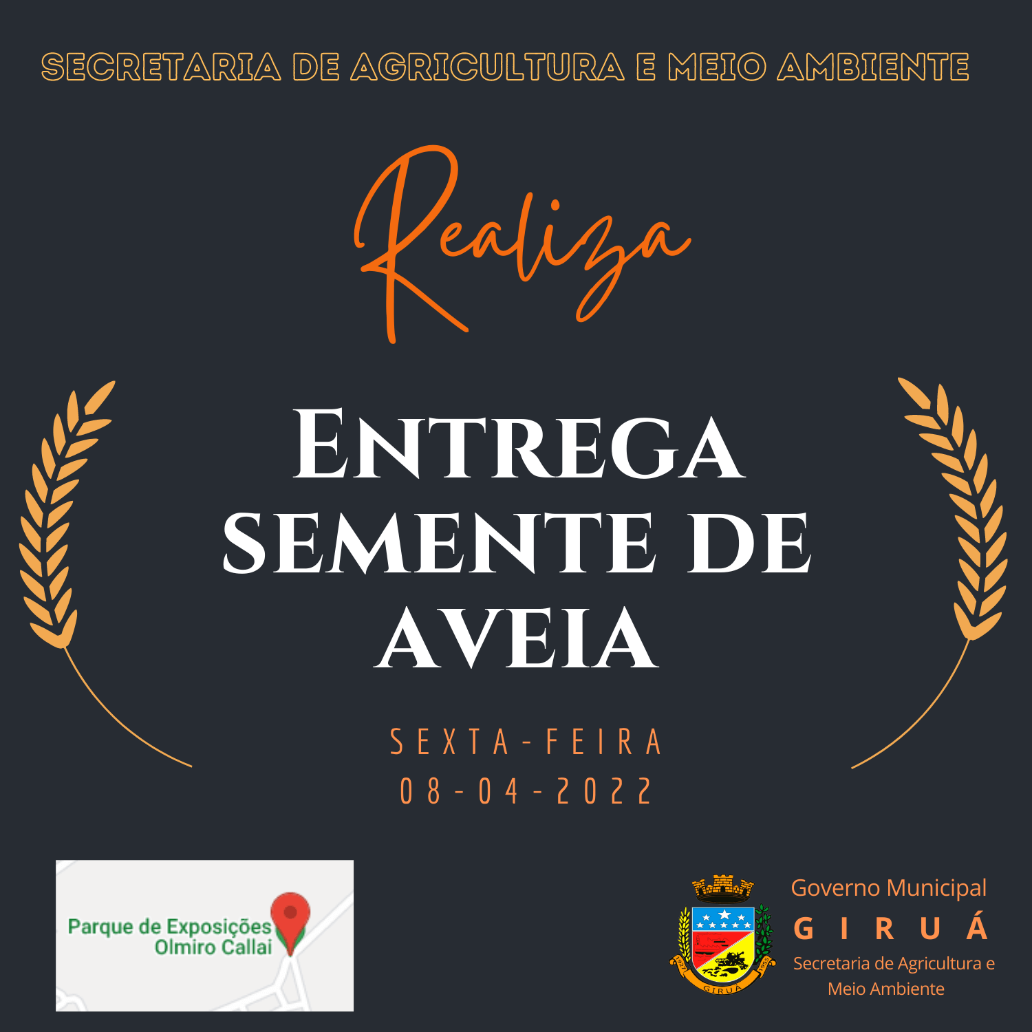 Produtores contemplados com sementes de aveia preta receberão o auxílio nesta sexta-feira